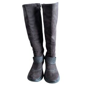 Bzees Women's Knee Length Suede Boots Brown Size 8.5 Heel 3" H  17 1/4"